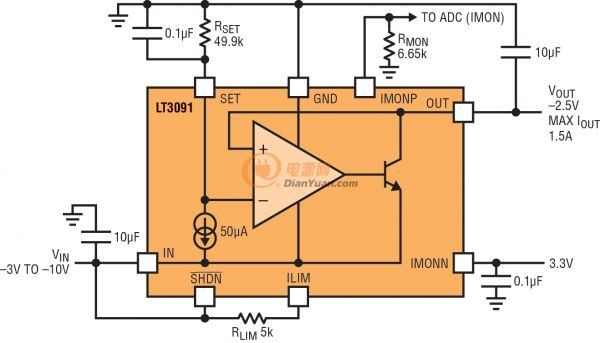 負穩壓器擴充了電流基準線性穩壓器系列